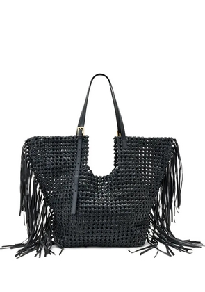 AllSaints woven leather fringe tote bag - Black