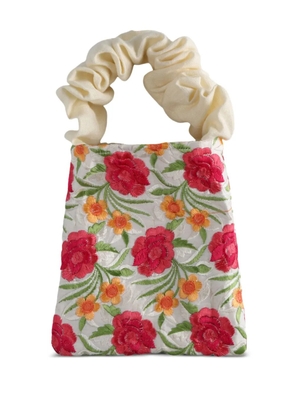 ELISE floral-embroidered tote bag - White