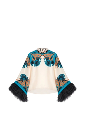 La DoubleJ floral feather silk blouse - Neutrals