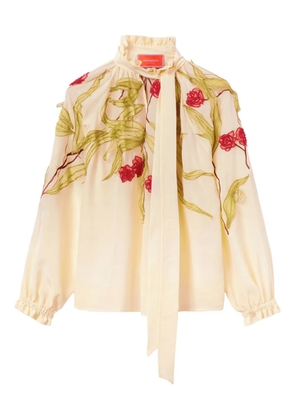 La DoubleJ embroidered-ruffled blouse - Neutrals