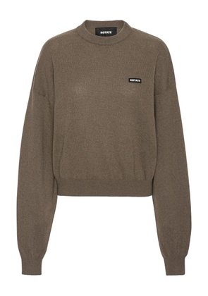 ROTATE BIRGER CHRISTENSEN crew-neck logo-patch sweater - Brown