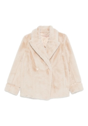 TWINSET double-breasted faux fur coat - Neutrals