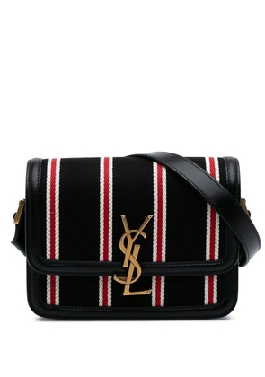 Saint Laurent Pre-Owned 2021 Small Canvas Striped Solferino Satchel In Box crossbody bag - Black