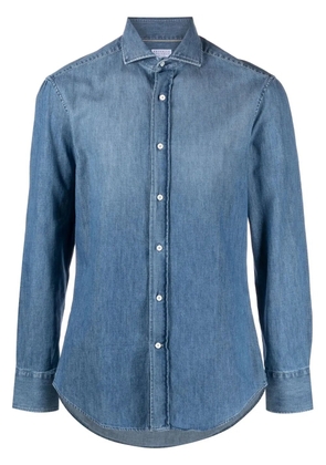 Brunello Cucinelli spread-collar denim shirt - Blue