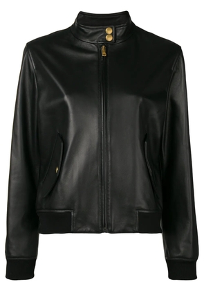Moschino Bear logo leather jacket - Black