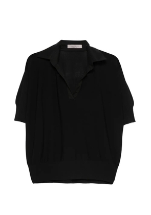 D.Exterior collared V-neck top - Black