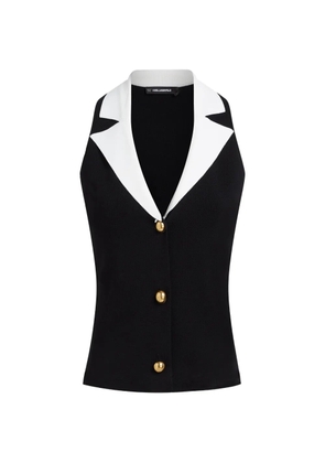 Karl Lagerfeld V-neck button top - Black