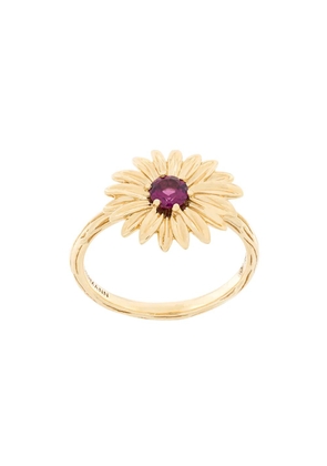 Aurelie Bidermann 18kt yellow gold garnet flower ring - Metallic