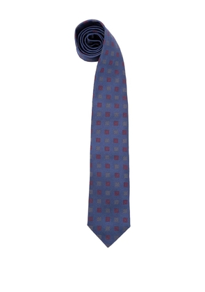 Brunello Cucinelli square-pattern silk tie - Blue