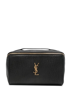 Saint Laurent logo-plaque wash bag - Black
