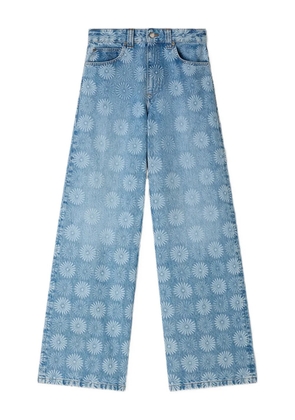 SANDRO floral-pattern wide-leg jeans - Blue