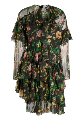 MSGM floral print ruffled dress - Black