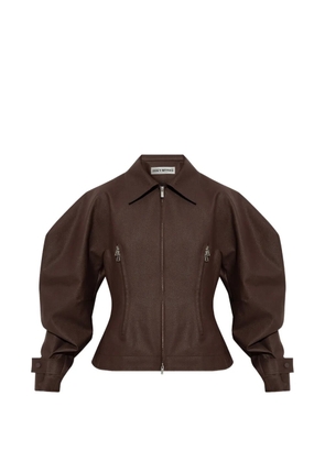 Issey Miyake zip voluminous-sleeves jacket - Brown