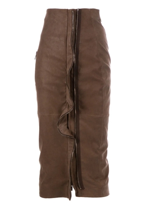 Haider Ackermann ruffle maxi skirt - Brown