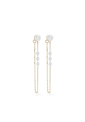 Mizuki 14kt yellow gold Sea Of Beauty pearl and diamond chain earrings