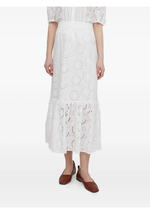 Joop! eyelet-embroidered tiered midi skirt - White