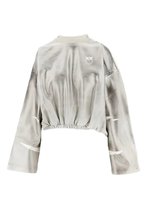 PINKO metallic-effect elasticated-hem sweatshirt - Silver