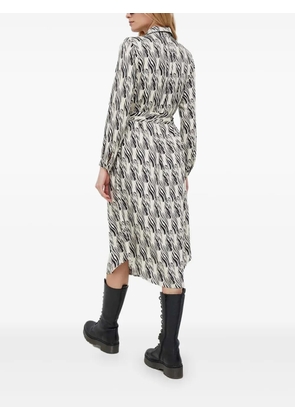 Sisley belted midi shirt dress - White