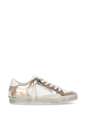 Crime London Sk8 Deluxe glitter panel leather sneakers - White