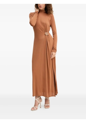 TWINSET buckle-detail long-sleeve maxi dress - Brown