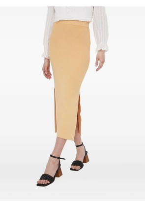 Drykorn ribbed side-slit midi skirt - Yellow