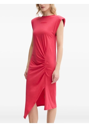 PINKO padded-shoulder side-split midi dress