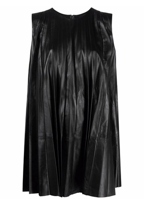 RED Valentino pleated leather shift dress - Black