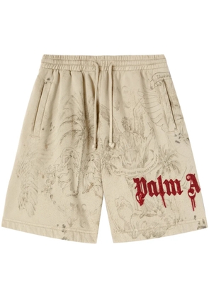 Palm Angels graphic-print cotton shorts - Neutrals