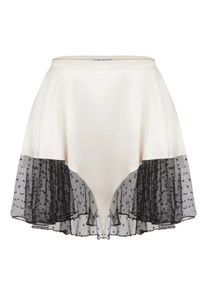 Nina Ricci satin lace-trimmed mini skirt - Neutrals