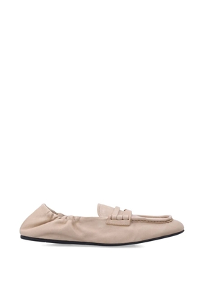 Miu Miu ruched moccasin loafers - Neutrals