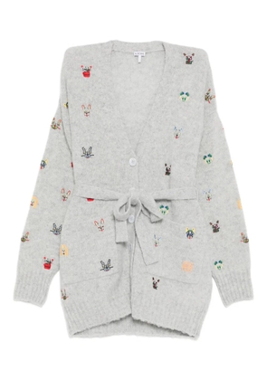 LOEWE animal-embroidered cardigan - Grey