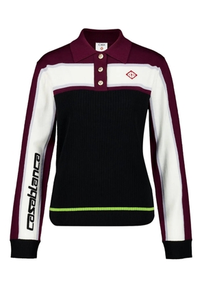 Casablanca striped wool polo shirt - Black