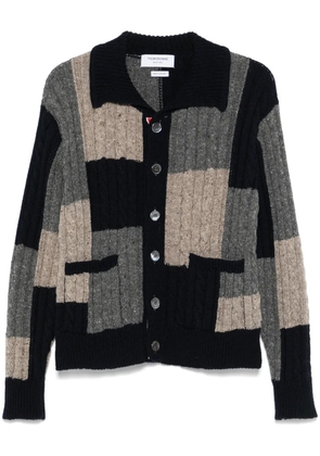 Thom Browne patchwork cable-knit cardigan - Blue