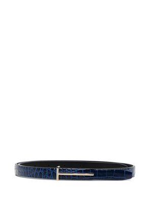 TOM FORD crocodile-effect buckle belt - Blue