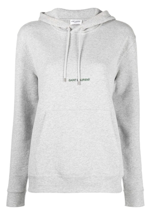 Saint Laurent embroidered logo long-sleeve hoodie - Grey