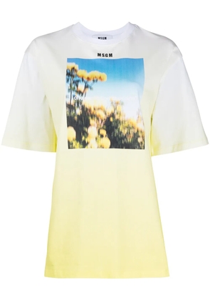 MSGM graphic logo-print T-shirt - Yellow