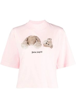 Palm Angels bear-print cropped T-shirt - Pink