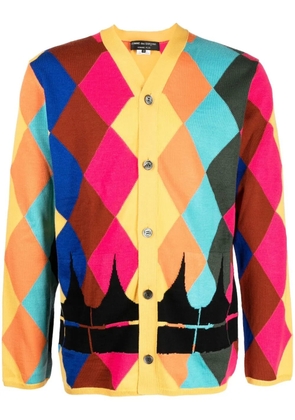 Comme des Garçons Homme Plus V-neck diamond-print cardigan - Multicolour
