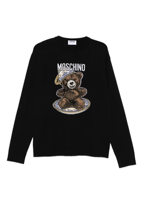 Moschino teddy-intarsia wool jumper - Black