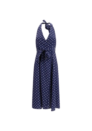 P.A.R.O.S.H. polka dot halterneck midi dress - Blue