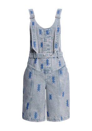 Agua Bendita Freesia embroidered-denim jumpsuit - Blue