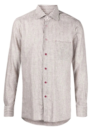 Kiton long-sleeve striped shirt - Brown