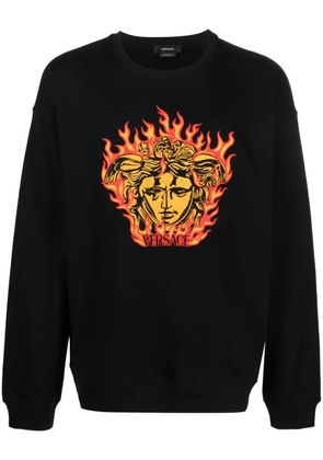Versace Medusa Flame-embroidered cotton sweatshirt - Black