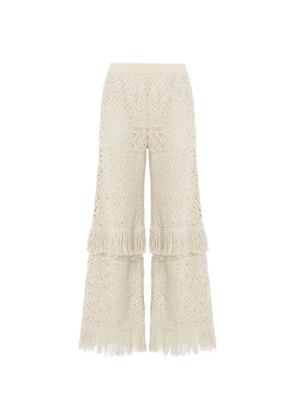 La DoubleJ fringed palazzo pants - Neutrals