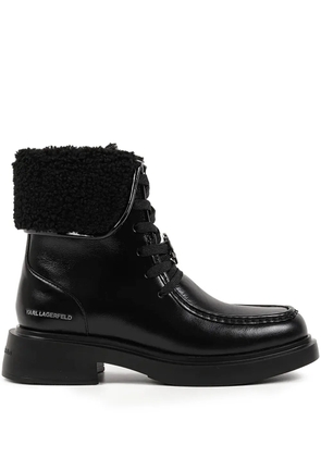 Karl Lagerfeld Macie faux-shearling logo boots - Black