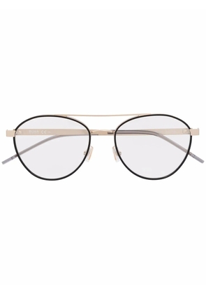 BOSS polished-effect round-frame glasses - Black