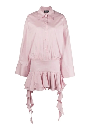 Blumarine dropped-waist ruffled shirtdress - Pink