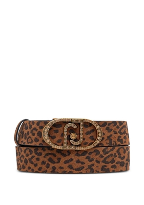 LIU JO leopard-pattern logo-embellished belt - Brown