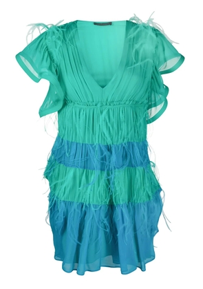 Alberta Ferretti feather embellished short dress - Green
