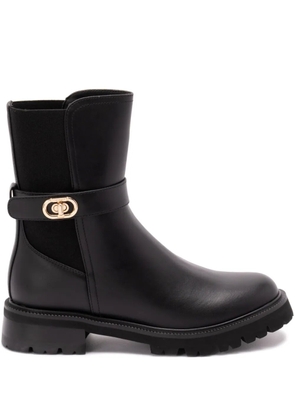 TWINSET buckle-strap leather boots - Black